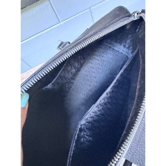 Christian Dior Black Pebbled Leather Bowling Bag Satchel Italy (1 Missing Stud) - Picture 9 of 12